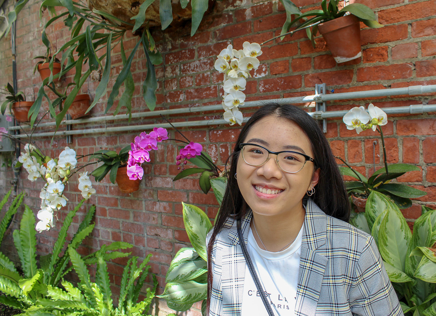 girl with floral background